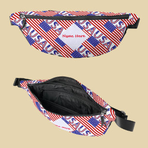 Sacs Banane Drapeau Américain USA Carreaux Rouge Personnalisat