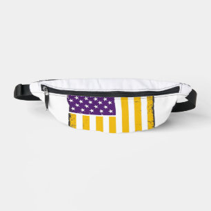 Sacs Banane Drapeau américain violet et or en détresse Vecteur