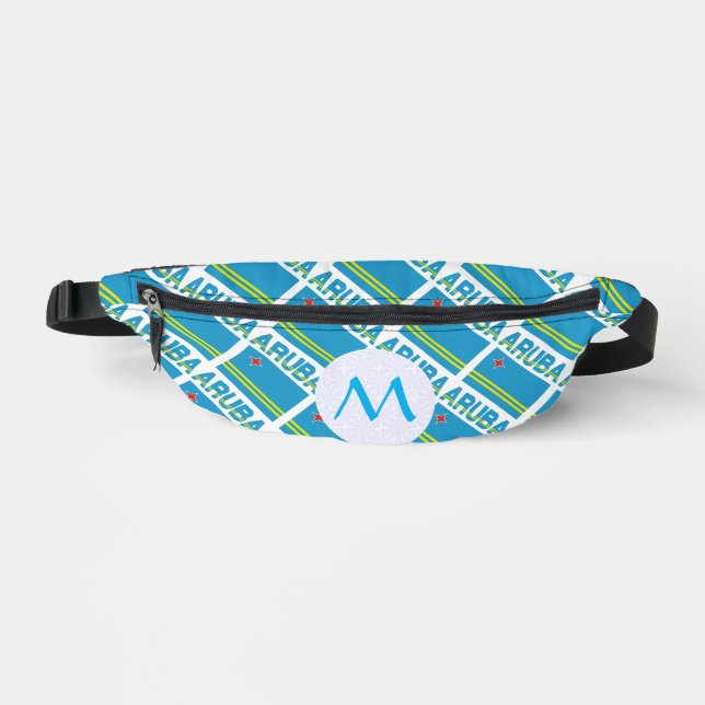 Sacs Banane Drapeau arubais en mosaïque monogrammé  (Recto)