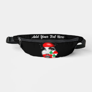 Sacs Banane Drapeau du Liban et carte sur le visage d'une fill