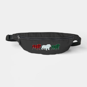 Sacs Banane Drôle de Bulldog Anglais à Carreaux Rouges Noël Am