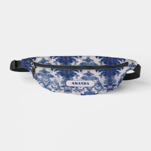Sacs Banane Élégant damassé Blue toile de jouy monogramme Slin