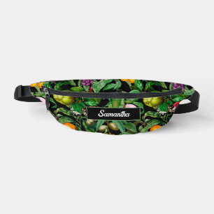 Sacs Banane Elégant fruits tropicaux noir motif monogramme