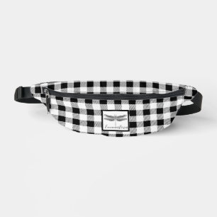 Sacs Banane Élégant gingham à carreaux noir et blanc avec libe