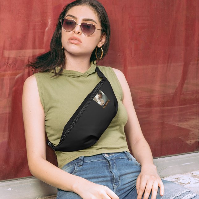 Sacs Banane Élégant Monogramme personnalisé Nom photo Taille C (Créateur téléchargé)