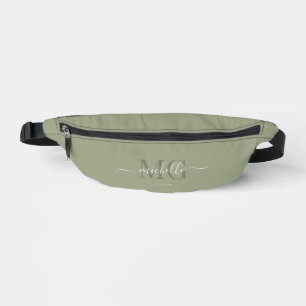 Sacs Banane Élégant Monogramme Script Sage Vert moderne