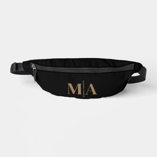 Sacs Banane Élégant nom Monogramme Black Gold (Recto)