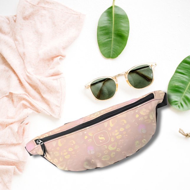 Sacs Banane Élégant Rose Gold Lemon Chiffon Empreinte de léopa (Créateur téléchargé)