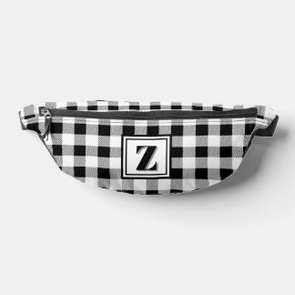 Sacs Banane Élégant vichy noir blanc monogramme personnalisabl
