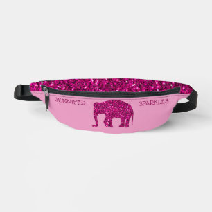 Sacs Banane Éléphant rose scintillant personnalisé