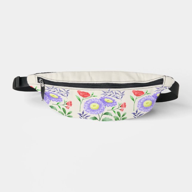Sacs Banane Ensemble de fleurs peintes en aquarelle (Recto)