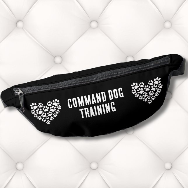 Sacs Banane Entraîneur de chien Empreinte de patte noir blanc (Cute Dog Trainer Black White Paw Print Heart Fanny Pack )