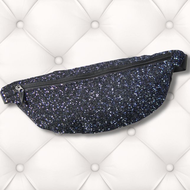 Sacs Banane Étincelle de Parties scintillant noire chic (Stylish Glam Fashion Faux Black Glitter Pattern Fanny Pack)