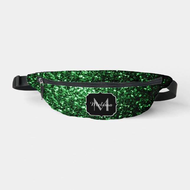 Sacs Banane Faux paillettes vert foncé brillent Monogramme (Recto)