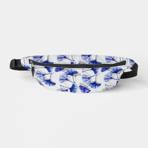 Sacs Banane Feuille de gingko bleu et blanc