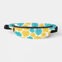 Feuilles Monstera en Turquoise, Jaune et Blanc