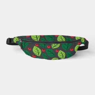 Sacs Banane Feuilles Vertes, Baies Rouges, Motif De Feuilles