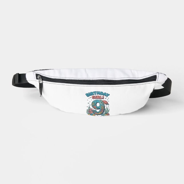 Sacs Banane Fille d'anniversaire 9 Tortue de mer Vector Design (Recto)
