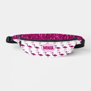 Sacs Banane Flamant rose scintillant faux strass Monogramme ro