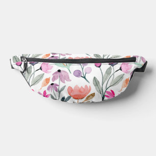 Sacs Banane Fleur d'aquarelle en fleurs douces Motif Pastel