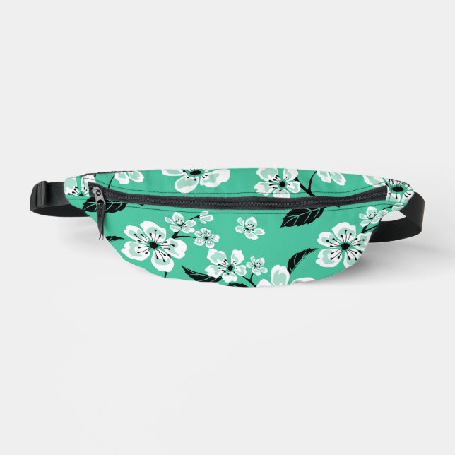 SACS BANANE FLEUR DE CERISIER - MOTIF SAKURA EN MINT (Recto)