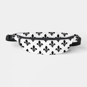 Sacs Banane Fleur de Lis Motif, Royal French, Noir sur Blanc