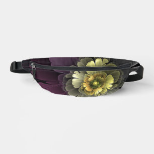 Sacs Banane Fleur fractale grise khaki pourpre moderne abstrai