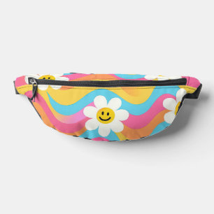 Sacs Banane Fleur ondulée groovy smiley rétro