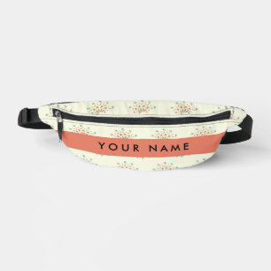Sacs Banane Fleurs bleues et rouges, rouge, votre nom
