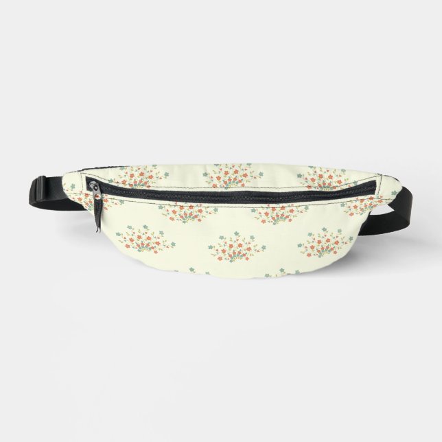 Sacs Banane Fleurs bleues, Fleurs rouges, Motif de fleurs (Recto)