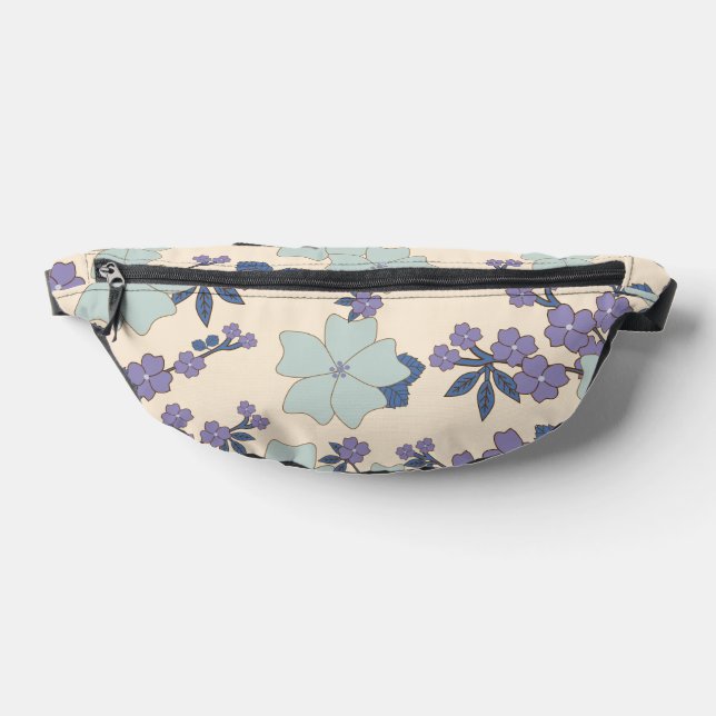 Sacs Banane Fleurs Bleues, Fleurs Violettes, Motif Floral (Poser)