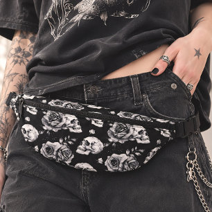 Sacs Banane Fleurs de crâne gothique et roses