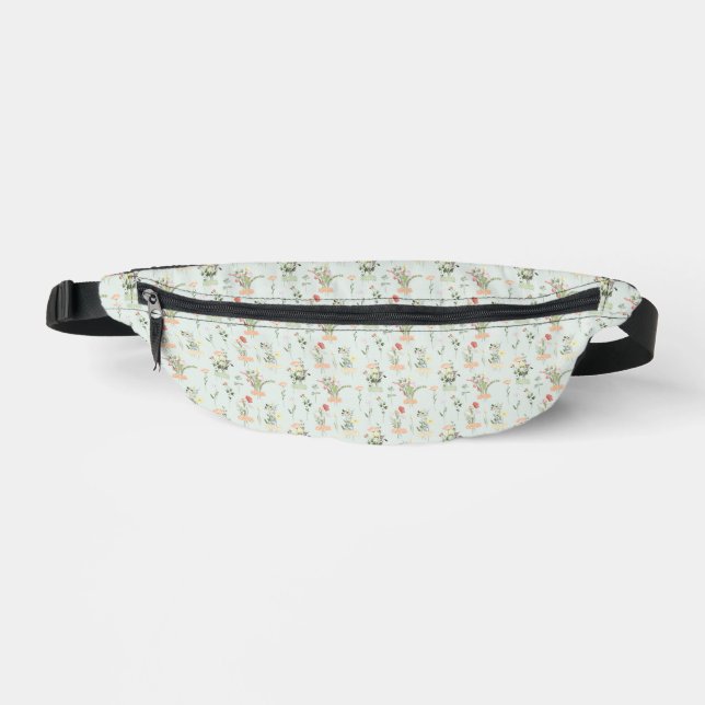 Sacs Banane Fleurs sauvages sur Pale Green Fanny Pack (Recto)