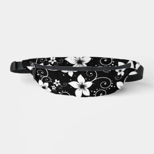 Sacs Banane Floral moderne Tropical Noir Blanc