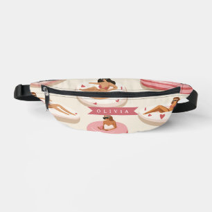 Sacs Banane Flotteur de piscine rose mignon personnalisé esthé