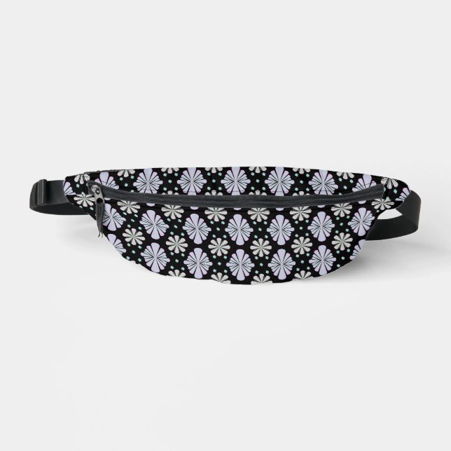 Sacs Banane Formes florales pastel sur fond noir (Recto)