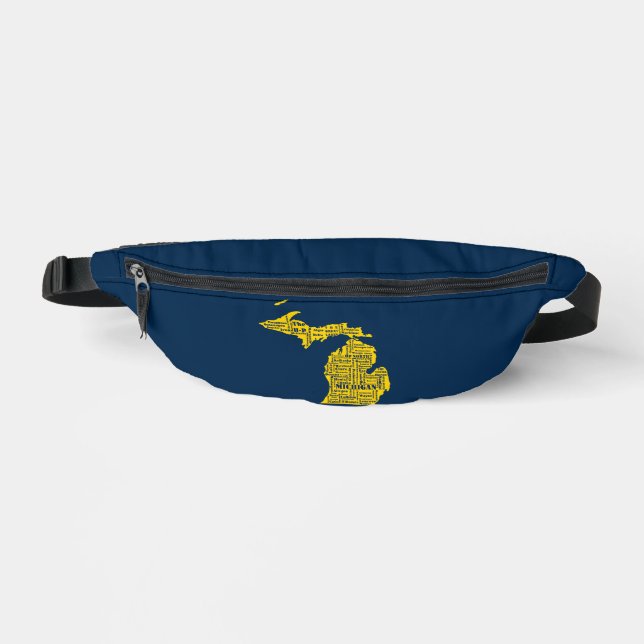 Sacs Banane Fun Yellow et Navy Blue State of Michigan villes (Recto)