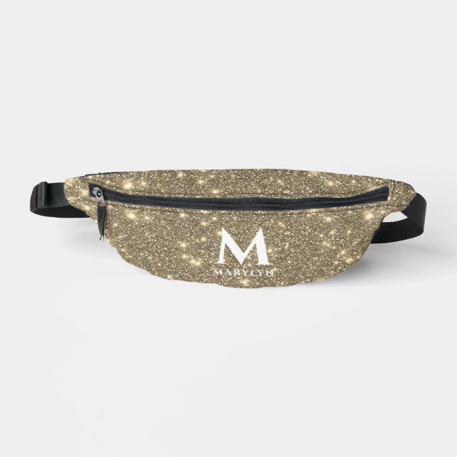 Sacs Banane Glam Or Bling Paillettes Initial Monogramme (Recto)