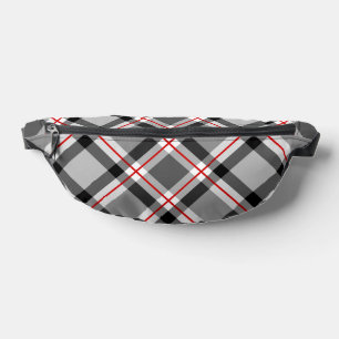 Sacs Banane Grand Carreaux Moderne, Noir, Blanc, Gris et Rouge