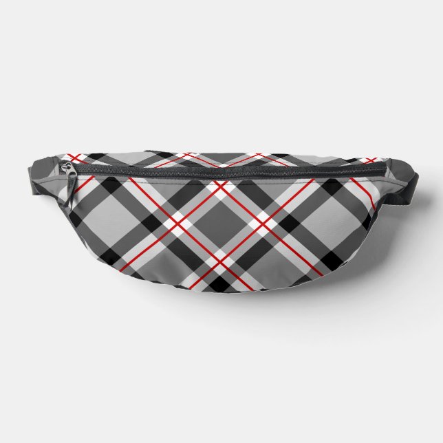 Sacs Banane Grand Plaid moderne, noir, blanc, gris et rouge (Poser)