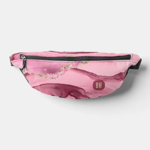 Sacs Banane Gris agate à paillettes rose or aquarelle élégant