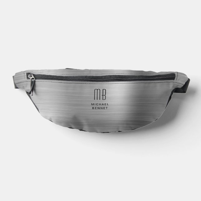 Sacs Banane Gris argent Monogramme Moderne (Poser)