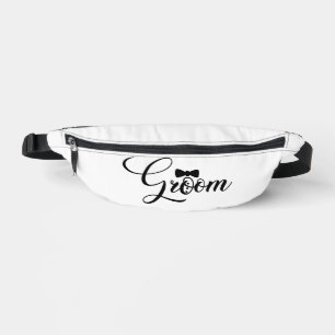 Sacs Banane Groom Black Text sur le pack Fanny blanc