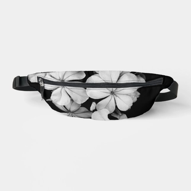 Sacs Banane Gros plan sur les fleurs noires et blanches (Recto)