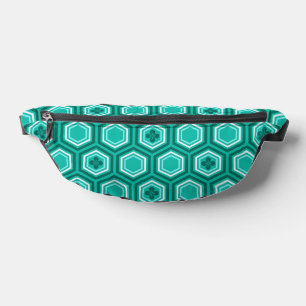 Sacs Banane Hexagonal Kimono Imprimer, Turquoise, Aqua et Blan