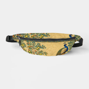 Sacs Banane Illustration botanique de paon Art Nouveau