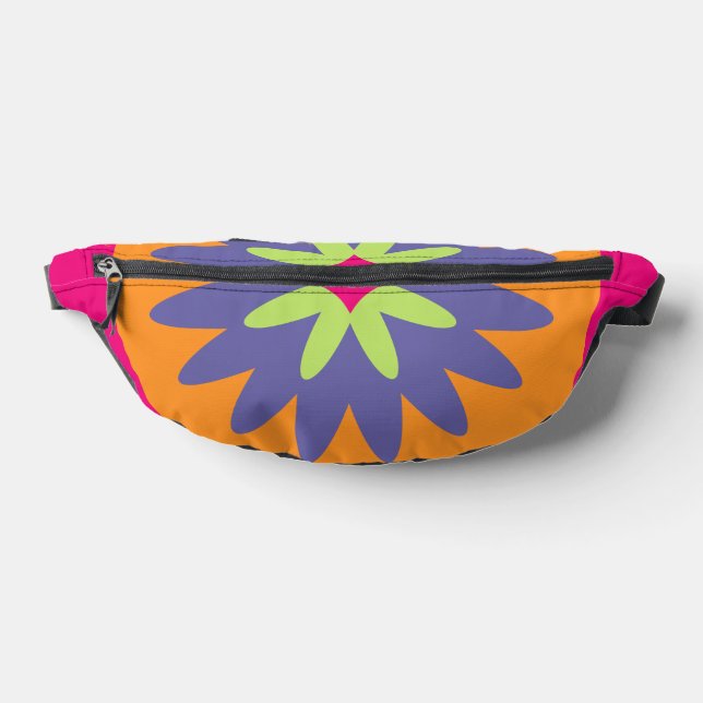 Sacs Banane illustration de formes florales orange et rose (Poser)