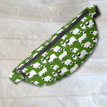 Sacs Banane Illustrations de moutons bleus du Valais sur vert<br><div class="desc">Ce pack de mamie est parfait pour toute personne qui élève ou aime les moutons. Il présente un motif d'illustrations de mouton noir et blanc du Valais,  contre un arrière - plan vert pâle.</div>