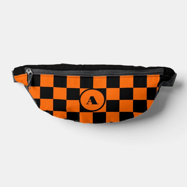 Sacs Banane Initiale noire | Black and Sunset Orange À damiers (Poser)