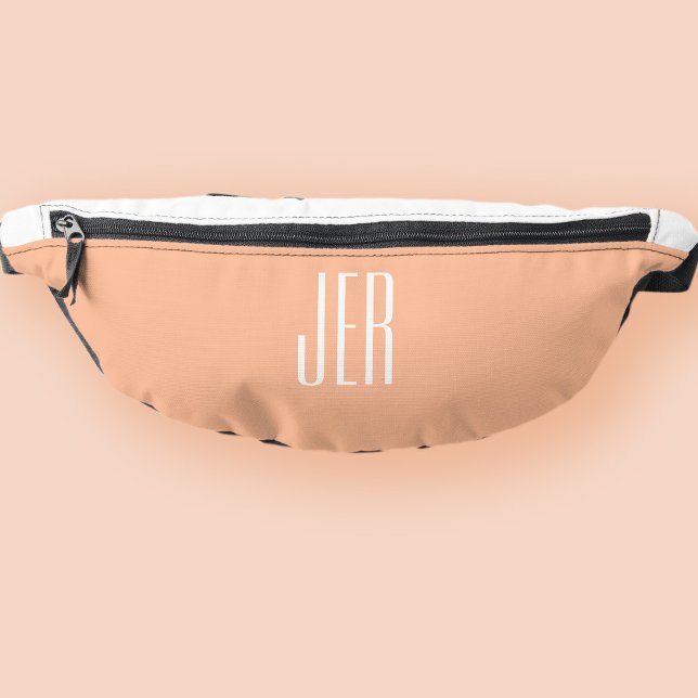 Sacs Banane Initiales de monogramme moderne personnalisables p (Customizable Modern Monogram Initials Peach White Fanny Pack)